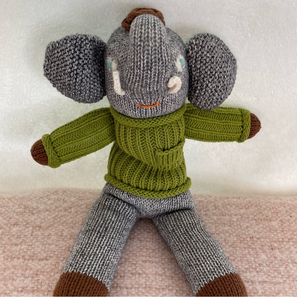 Blabla 13” Hercule Knit Elephant Plush Toy Doll Green Sweater - Picture 1 of 11